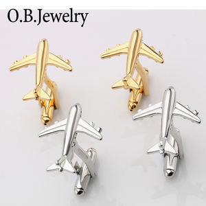 <span class=keywords><strong>Gemelos</strong></span> de avión de Metal para hombre, <span class=keywords><strong>gemelos</strong></span> de avión de Color dorado y plateado, <span class=keywords><strong>baratos</strong></span> - Product Image 1