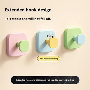 <span class=keywords><strong>Crochet</strong></span> mural sans perçage en plastique à ventouse pour salle de bain, toilettes, vêtements, crochets carrés en plastique à ventouse - Product Image 3