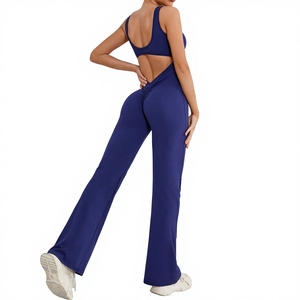 <span class=keywords><strong>Tuta</strong></span> Sportiva da Yoga con Schiena Scoperta e Effetto Push-Up, Set 2 Pezzi in Materiale Honey Peach - Product Image 1