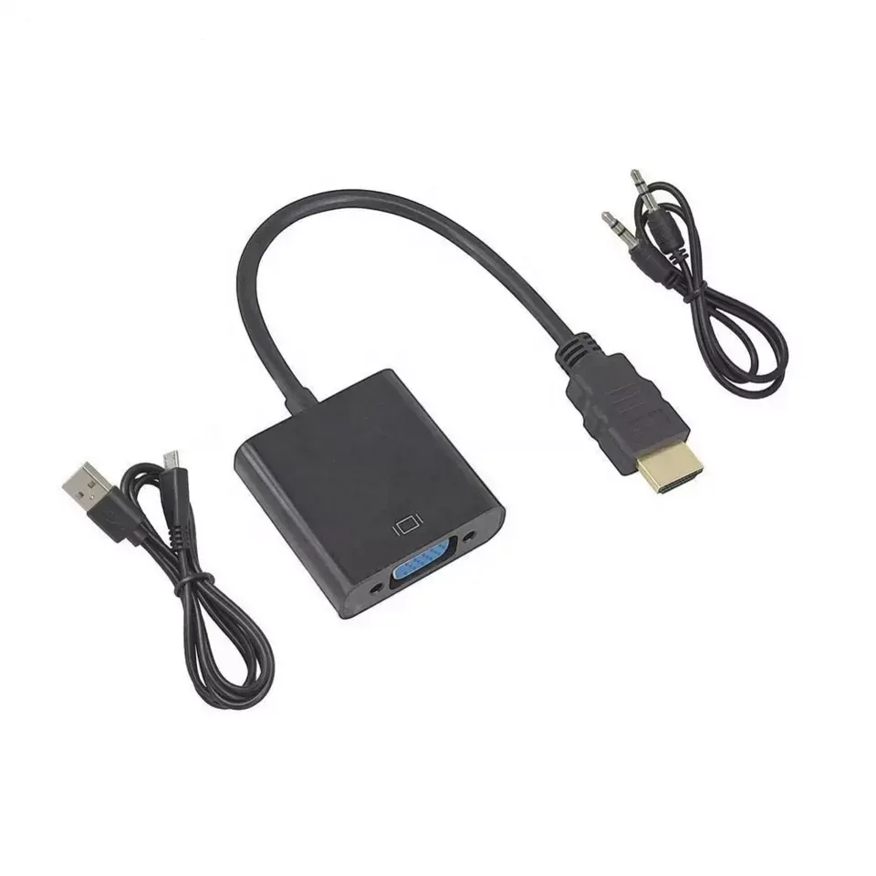 1080p 60Hz Active male female with 3.5mm Audio Video Micro USB power supply HDTV HDMI to VGA adaptor converter Adapter for PS4