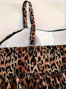 Maillot de bain deux pièces sexy ample pour la <span class=keywords><strong>grossesse</strong></span>, effet ventre plat, imprimé léopard, dos nu - Product Image 4