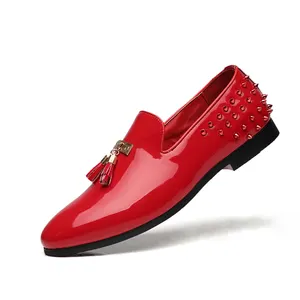 Mocasines scarpe da Sera รองเท้าหนังสีแดงสดใสรองเท้าใส่ในบ้านผู้ชาย