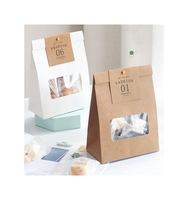 Doypack — pochettes en papier Kraft marron, pièces, sacs pour aliments, fermeture éclair, avec fenêtre
