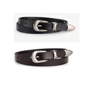 Cinture Sottili per Donne, <span class=keywords><strong>Cintura</strong></span> in <span class=keywords><strong>Pelle</strong></span> Sottile per Abiti e Jeans, <span class=keywords><strong>Cintura</strong></span> alla Moda con Fibbia Argentata - Product Image 5