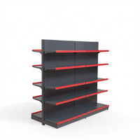 Étagère de supermarché robuste et durable à 5 niveaux en acier pour magasin de proximité avec porte-étiquette de prix, livraison mondiale