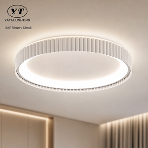Plafonnier LED rond moderne avec télécommande, intensité variable, trois couleurs, en acrylique, à montage en surface, CRI élevé, pour chambre et salon - Product Image 1