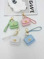 Mini sac de luxe en cuir PU, porte-clés, pendentif pour sac, accessoires féminins, petit sac pour écouteurs, porte-monnaie boutique, pendentif porte-clés