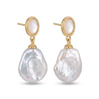 Boucles d'oreilles minimalistes en perles baroques carrées naturelles d'eau douce de 11-12 mm, aiguille en argent 925, nacre blanche MOP