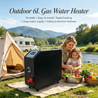 Chauffe-eau instantané au gaz numérique 6L ODM OEM avec poignée de transport en métal, douche portable pour yacht, camping, expéditions en milieu sauvage