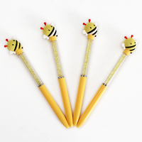 O & Q Venta al por mayor Cute Bee Ball Pen Custom LOGO Bolígrafos de plástico en azul y negro 0,7mm para niños Kid Children
