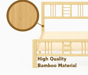 Cadre de lit avec tête de lit et pied de lit, cadre de lit en bois, support à lattes en métal double, robuste, pas besoin de sommier tapissier - Product Image 4