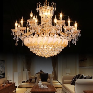 Lámpara de Araña Dúplex LED de Cristal Dorado Estilo Europeo, Venta al por Mayor de Fábrica para Iluminación de Comedor y Sala de Estar, Elegantes Lámparas Colgantes - Product Image 2