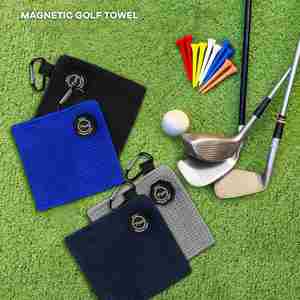 Serviette de golf magnétique personnalisée avec impression brodée, serviette en microfibre super absorbante, serviette de golf gaufrée avec logo personnalisé - Product Image 3