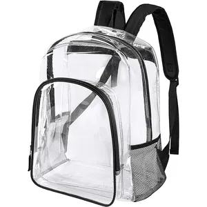 Heavy Duty Pvc Book Bag Plastic Transparent School Girls Boys Clear Backpack With Laptop Compartment For Student