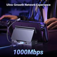 Station d'accueil UGREEN Steam Deck 9 en 1 USB C, station d'accueil 4K60Hz HDMI RJ45 10Gbps pour Steam Deck Rog Ally X Legion Go, support pliable