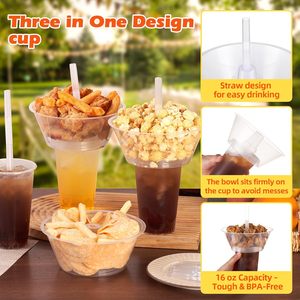 24Oz Cá Nhân 2 Trong 1 Takeout PP Nhựa Trà Bong Bóng <span class=keywords><strong>Cup</strong></span> Với Gà Chiên Trái Cây Thực Phẩm Bát Trên Đầu Ăn Nhẹ Và Uống <span class=keywords><strong>Cup</strong></span> - Product Image 2