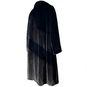 Manteau long en fourrure noire pour femme, manches longues, col à revers, devant ouvert, élégant, vêtement d'extérieur d'hiver, chaud, épais, couleur unie - Product Image 2