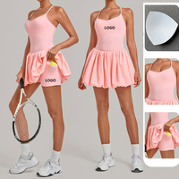Robe de sport deux pièces anti-exposition moulante coupe trapèze pour l'automne, taille haute, respirante, plissée, moelleuse, pour le fitness, le yoga et le tennis