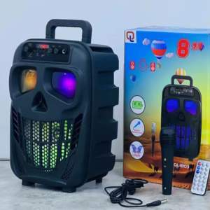 Altavoz Portátil Inalámbrico Bluetooth de 8 Pulgadas con Micrófono, Luces LED de Colores, Woofer Estéreo con Bajos, Altavoz para Karaoke y Fiestas - Product Image 2