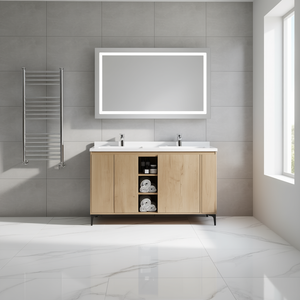 Mueble de Baño Independiente YEURUAL de 48 Pulgadas, Diseño Moderno en Madera, Puerta con Cierre Suave, Lavabo Doble - Product Image 2