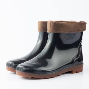 男性用ワークレインブラックローカット滑り止めゴム靴フリース裏地付き防水アウトドア用ブーツに適しています - Product Image 4