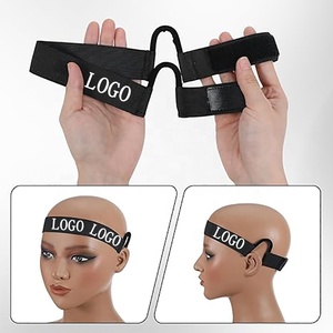 Fascia elastica regolabile con gancio e anello per parrucche, con logo personalizzato, per fissaggio frontale e bordi, ideale per parrucche in pizzo. - Product Image 1