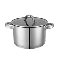 Marmite à soupe en acier inoxydable 201 de grande capacité adaptée aux cuisinières à induction équipées d'un pot à sauce à couvercle à double poignée