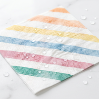 Serviettes en papier imprimées à rayures arc-en-ciel aquarelle, carrées, jetables, pour la décoration de table d'anniversaire, serviettes de découpage
