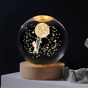USB Júpiter Sistema Solar planeta Luna nebulosa Saturno 3D bola de cristal luz LED arte ornamento iluminación FPR hogar dormitorio - Product Image 2
