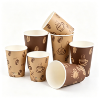 Vente en gros de gobelets en papier kraft pour boissons chaudes et froides, 8 oz, 10 oz, 12 oz, 16 oz, 20 oz, gobelets jetables pour café et thé avec couvercles