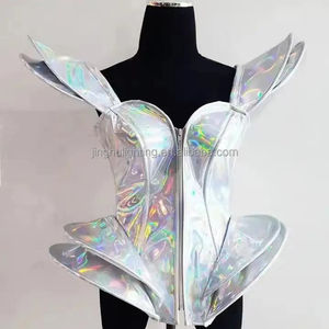 Cantante Gogo scenico abiti fluorescente verde con spalla a mosca <span class=keywords><strong>Mini</strong></span> abito a bolle donna Festival Party DS Costume - Product Image 2