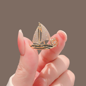 2025 elegante nueva moda broche de barco de lujo broches de flores para mujer para boda fiesta compromiso o regalo - Product Image 1