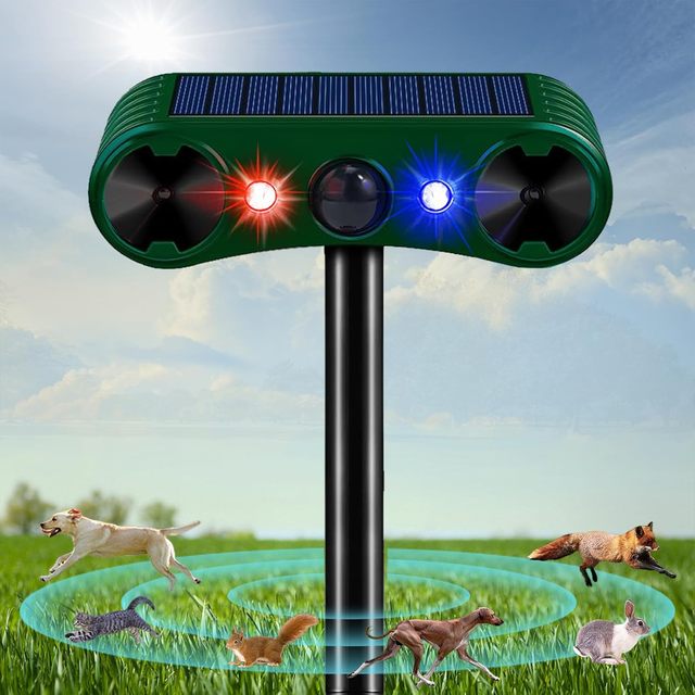 Ultrasonic Cat Repellent Pig Deterrents Solar Powered Animal Repeller PIR Motion Sensor 2 Modes Waterproof Wild Animal Scarer