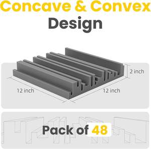 ألواح عازلة للصوت من وكسين، 24 قطعة، 30*30 سم، ذاتية اللصق، من البولي يوريثان الرغوي، 25 كجم/متر مربع، ألواح ديكور عازلة للصوت للجدران والأسقف - Product Image 2