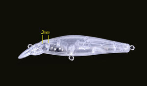 Señuelo de Pesca Flotante Transparente S-0726 de 88mm y 7g, sin Pintar, Cuerpo de Plástico Duro, Tipo Minnow - Product Image 6