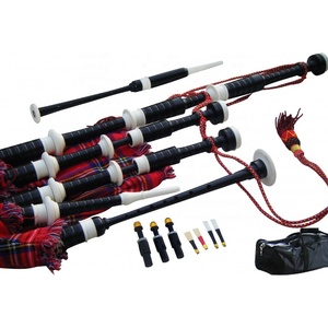 Gaita de cimbalones GREENLAND PIPE CO GPC con acabado negro y accesorios de plástico blanco, instrumento musical escocés - Product Image 1