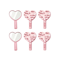 Cermin Rias Genggam Berlapis Elektroplating Bentuk Hati Logo Kustom Cermin Kosmetik Genggam Bentuk Hati Portabel untuk Wanita dan Remaja Putri 6PCS 1Set