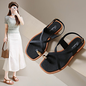 Sandalias Romanas Planas de Verano para Mujer, Ligeras, de PVC, con Cierre de Botón, Moda para Exteriores Inspirada en Celebridades de Internet - Product Image 2