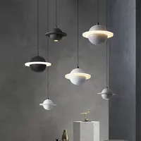 Modern industrial pendant lights round led cement planet pendant lamp led bedside bar indoor decor chandelier