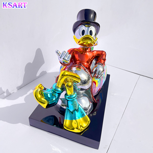 Estatua de Tío Pato McDuck Millonario, Adorno de Pato McDuck con Bolsas de Dinero, Escultura Pop Art, Cromado Dulce, Estatua Hecha a Medida - Product Image 6