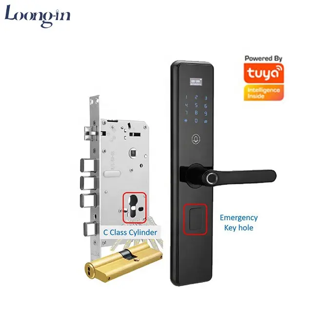 Водонепроницаемые умные lockwifi приложение Smart дверной замок алюминий отпечатков пальцев внутри цифровая ручка без ключа Tuya Smart замок