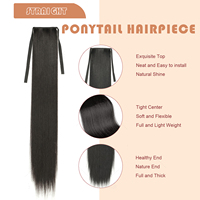 Offre Promotionnelle Vente en Gros Coiffure Queue de Cheval Lisse et Soyeuse de 18" 22" 26" 30" 34" avec Clip, Extension de Cheveux Postiche pour Femme