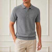 Maßgeschneidertes Herren-Poloshirt aus Wollmischung mit Kurzarm, Maschinenwäschbar, Umlegekragen, OEM ODM Quellfabrik, Private Label