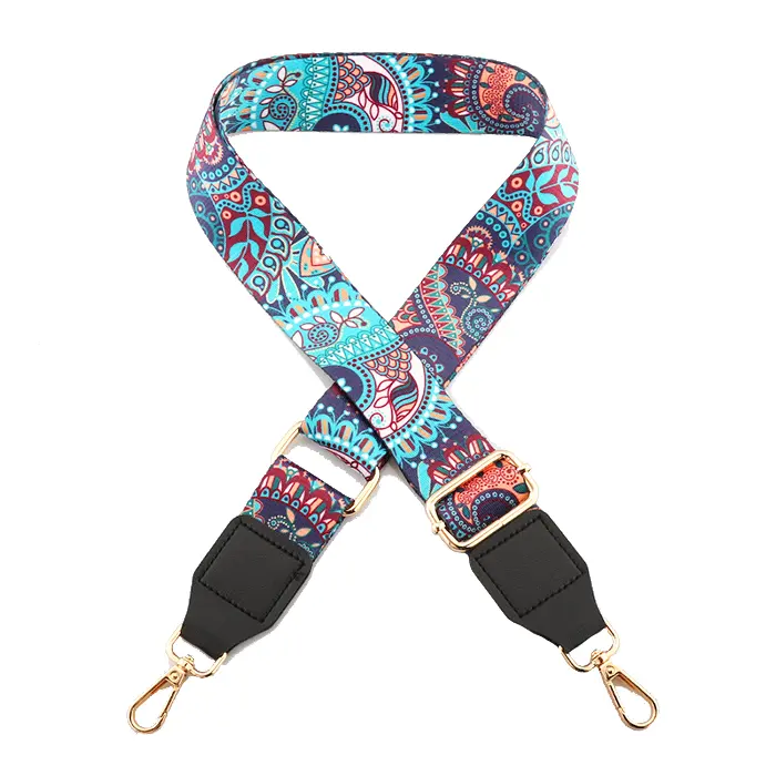 High quality custom sublimation printing fabric lanyard shoulder strap with metal buckle bag