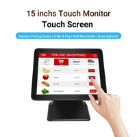 Moniteur POS LCD 15 pouces, support VESA, base en plastique et métal, système de paiement capacitif, écran tactile