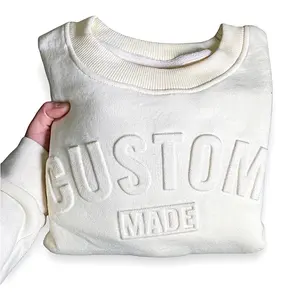 Hot Made 500gsm Customized Hoodies 3D Puff Print and Raw Hem French Terry Color Sweatshirt Cotton Pullover Model M
