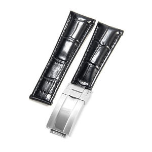 Bracelets de <span class=keywords><strong>montre</strong></span> de luxe en cuir véritable grain de crocodile pour hommes pour Rolex SUB-MARINER DAY-TONNA GMT avec fermoir déployant - Product Image 4