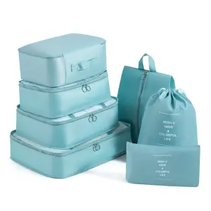 Ensemble de cubes d'emballage de voyage en nylon imperméable à la mode de haute qualité 7 pièces sacs organisateur pour bagages