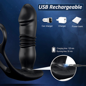 Anale vibrator Lesbische seksspeeltjes Vibrerende liefdesstok voor koppels Dubbele motor Telescc-stekker Sterke afstandsbediening Prostaatmassage - Product Image 2