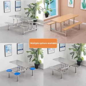 レストランコンビネーションダイニングテーブル椅子学校スタッフ用食堂<span class=keywords><strong>4</strong></span> 6 8人用PUワンピースダイニングテーブル - Product Image 2